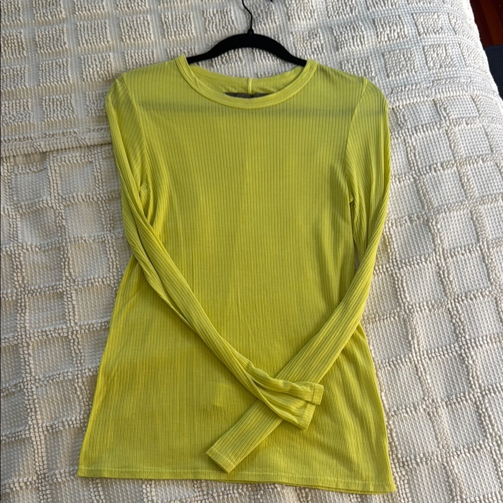 Enza Costa Yellow Fitted Long Sleeve Blouse